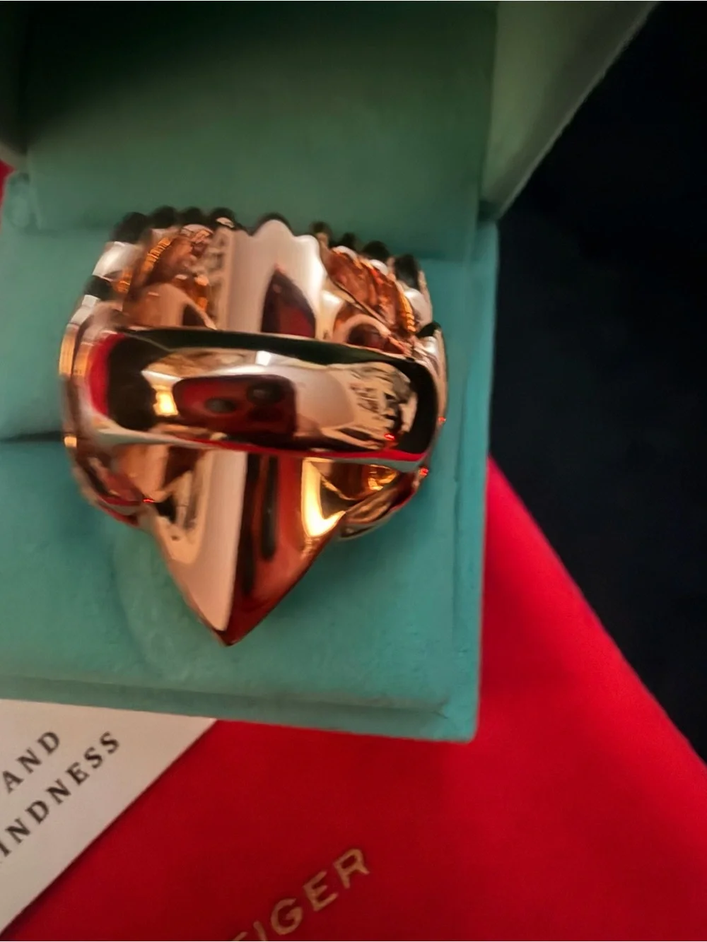 Kurt Geiger Gold-Tone Multicolor Crystal Shell Ring Size 7